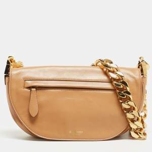 Pre Owned Burberry Beige Soft Leather Small Olympia Shoulder Bag
