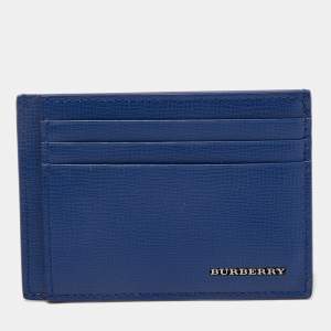 Burberry Blue Leather Logo Card Holder