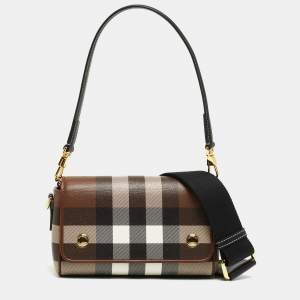 Burberry Brown/Black Check Coated Canvas and Leather Dorset Shoulder Bag