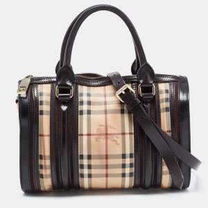Burberry Black/Beige Haymarket Coated Canvas and Leather Alchester Bowler Bag