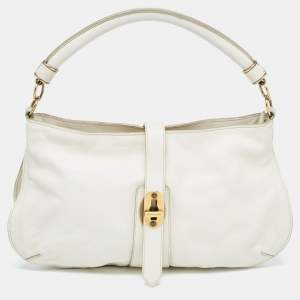 Burberry Off White Leather Creighton Hobo