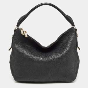 Pre Owned Burberry Black Pebbled Leather Ledbury Hobo