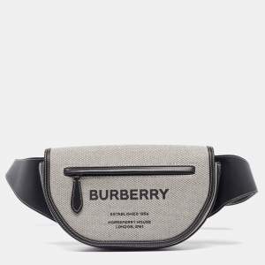 Burberry Grey/Black Canvas and Leather Small Olympia Bumbag