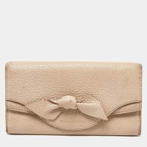 Burberry Beige Leather Bow Continental Wallet