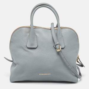 Burberry Light Blue Leather Greenwood Satchel