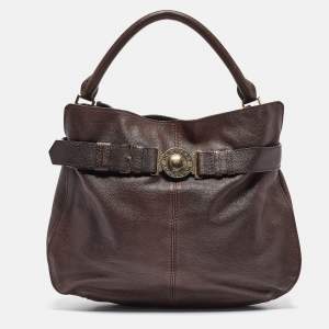 Pre Owned Burberry Dark Brown Leather Lambeth Hobo