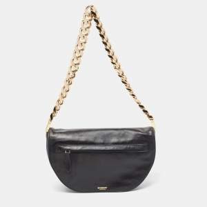 Burberry Black Soft Leather Medium Olympia Bag