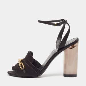 Burberry Black Satin Ankle Strap Sandals Size 40