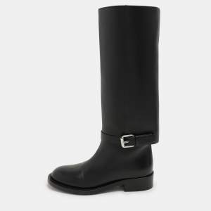 Burberry Black Leather Knee Length Boots Size 36