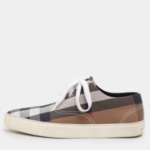 Burberry Multicolor House Check Canvas Pointed Toe Low Top Sneakers Size 38.5