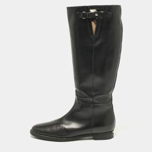 Burberry Black Leather Knee Length Boots Size 41