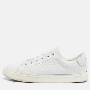 Burberry White Leather Albridge Low Top Sneakers Size 38.5