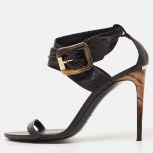 Burberry Black Leather Marham Buckle Sandals Size 40