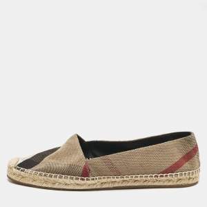 Burberry Brown House Check Canvas Espadrille Flats Size 41