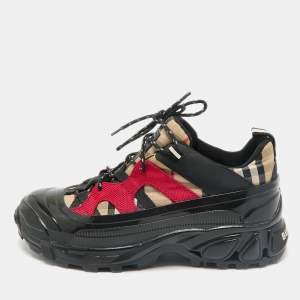 Burberry Multicolor Canvas and Fabric Arthur Low Top Sneakers Size 39.5