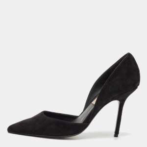 Burberry Black Suede Vernoff D'orsay Pumps Size 37.5