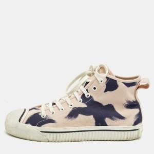 Pre Owned Burberry Pink Painted Bird Canvas Birdskingly High Top Sneakers Size 42