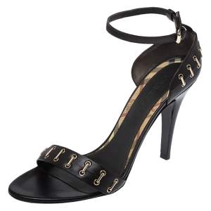 Burberry Dark Brown Leather Open Toe Ankle Strap Sandals Size 41