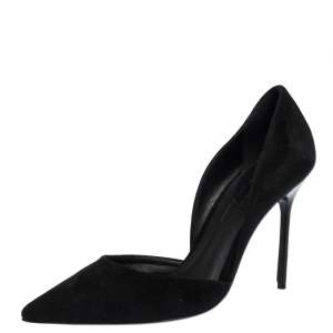 Pre Owned Burberry Black Suede Leather Virna D 'Orsay Pointed Toe Pumps Size 36.5