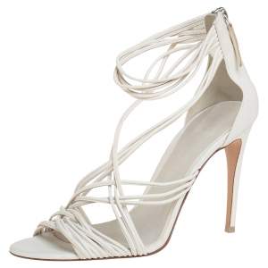 Pre Owned Burberry White Leather Multi Strap Sandals Size 39