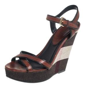 Pre Owned صن دل بربرى نعل روكى ويلان جلد بنى مقاس 40.5 