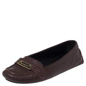 Pre Owned Burberry Brown Leather Rowles Loafers Size 37