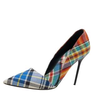 Burberry Multicolor Canvas Virna D'orsay Pointed Toe Pumps Size 39