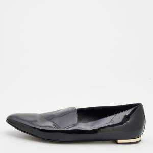 Burberry Black Patent Leather Slip on Loafers Size 41