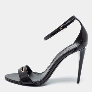 Burberry Black Leather Reynholm Ankle Strap Sandals Size 39