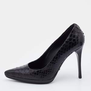 Pre Owned Burberry Black Python Pointed Toe Pumps Size 38