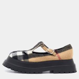 Burberry Multicolor Vintage Check Wool Aldwych Mary Jane Loafers Size 37