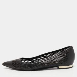 Pre Owned Burberry Black Laser Cut Leather Ballet Flats Size 36