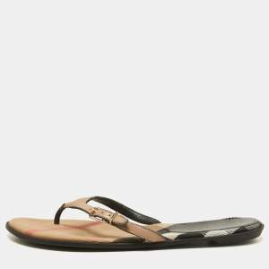 Burberry Brown Leather Thong Flats Size 37