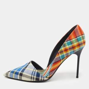 Pre Owned Burberry Multicolor Printed Canvas Virna D'orsay Pumps Size 38