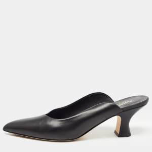 Burberry Black Leather Holme Mules Size 41