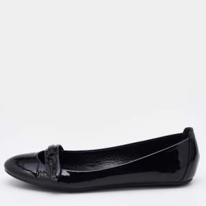 Pre Owned Burberry Black Patent Leather Ballet Flats Size 40