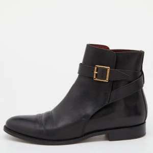 Burberry Black Leather Buckle Ankle Length Boots Size 40