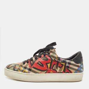 Burberry Multicolor Printed Canvas Low Top Sneakers Size 39
