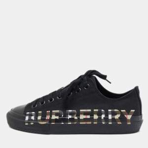 Pre Owned Burberry Black Canvas Larkhall Low Top Sneakers Size 38