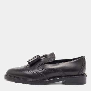 Burberry Black  Brogue Leather Tassel Detail Loafers Size 36