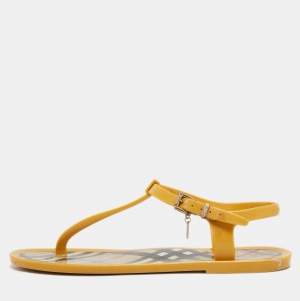 Burberry Yellow Jelly Thong Flat Slides Size 38