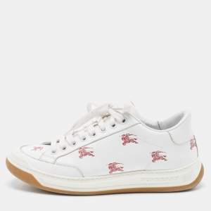 Pre Owned Burberry White Leather Timsbury Low Top Sneakers Size 35