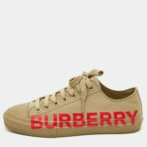 Burberry Beige Canvas Low Top Sneakers Size 38