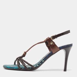 Burberry Brown Braided Leather Slingback Sandals Size 36