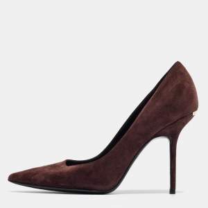 Pre Owned Burberry Burgundy Suede Mawdesley Pointed Toe Pumps Size 39