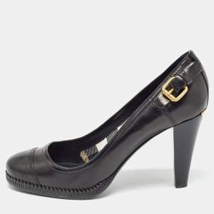 Burberry Black Leather Buckle Detail Pumps Size 38