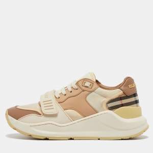Burberry Multicolor Canvas and Leather Ramsey Sneakers Size 38