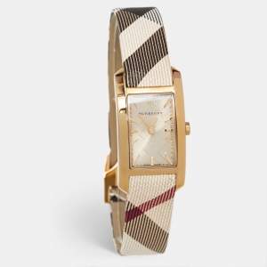 Burberry Champagne Gold Plated Stainless Steel Canvas The Pioneer BU9509 Women's Wristwatch 20 mm