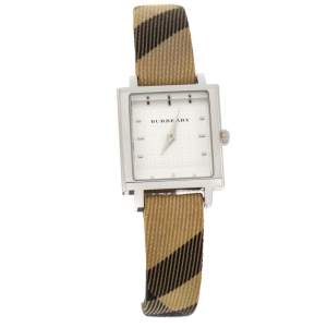 Burberry White Stainless Steel Nova Check BU2016 Women's Wristwatch 26 MM