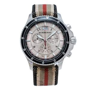 Burberry Beige Stainless Steel Canvas Endurance BU7600 Men's Wristwatch 44 mm